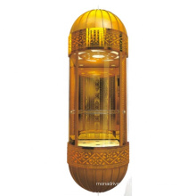 Luxuriöser goldener Titan -Acryl -Lichtglaskapsel Passagier Aufzugskabin Lift